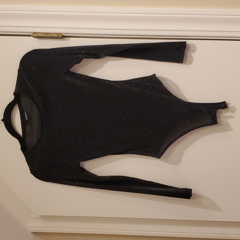 Sheer glitter body suit
